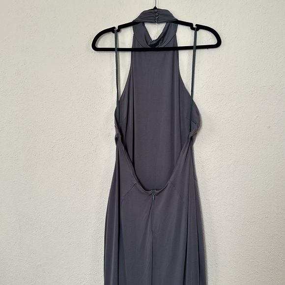House Of CB Juliette Shadow Halter Gown gray Maxi gown NWOT size Large - Picture 9 of 13